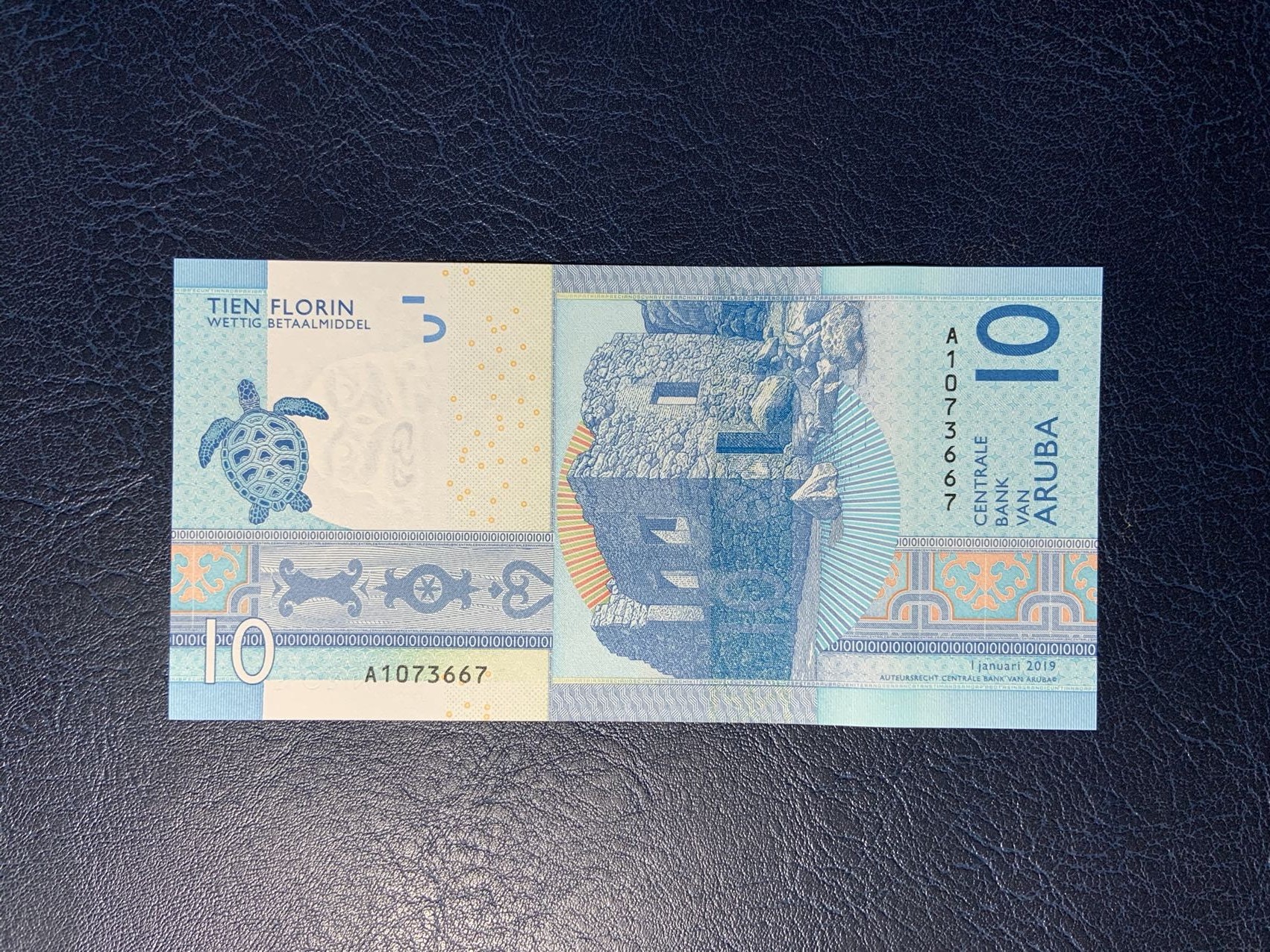 收藏联盟Quantum Auction 第313期拍卖  阿鲁巴岛2019年10弗洛林 品相全新UNC 首发A冠 号码无4