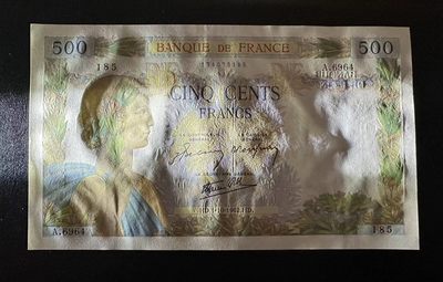 【Blue Auction】✨世界纸币精拍第409期【精】 法国 1942年500法郎 UNC 