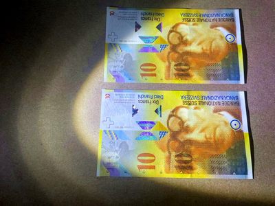 【Blue Auction】✨世界纸币精拍第409期【精】 【一组2张 包含倒置号】瑞士 10法郎 全新UNC