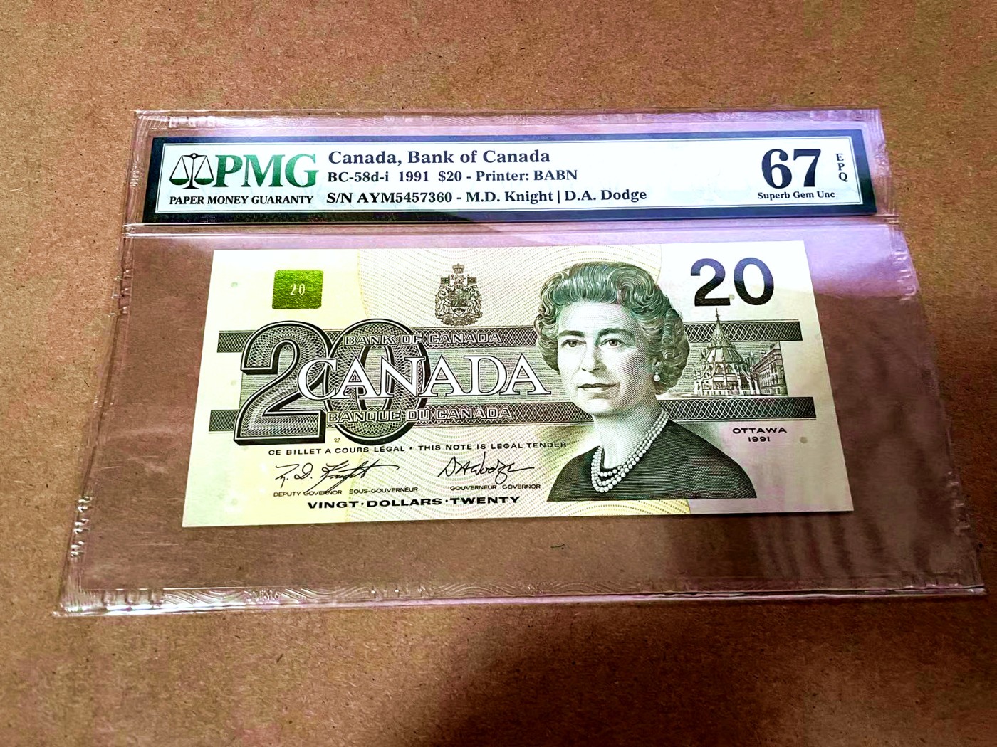 【Blue Auction】✨世界纸币精拍第409期【精】 加拿大 1991年20元 PMG67EPQ 