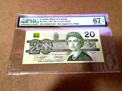 【Blue Auction】✨世界纸币精拍第409期【精】 加拿大 1991年20元 PMG67EPQ 