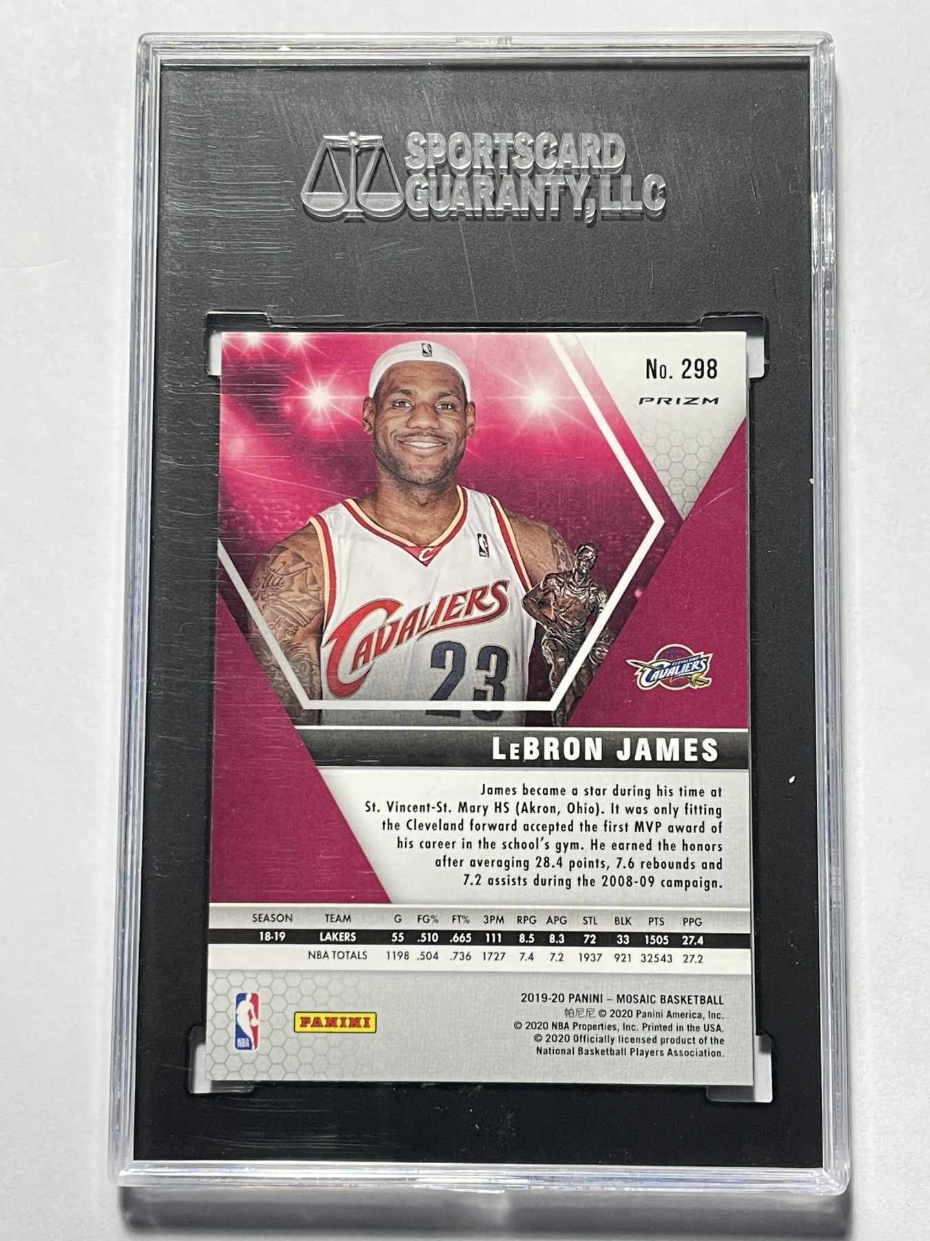 【德藏】卡牌拍卖第10期 ~喜迎2024年·荟萃场~【无每件最低收费！！！】  NBA 2019 PANINI MOSAIC 骑士 詹姆斯 银折MVP捧杯特卡 SGC 10 满分