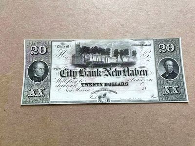 【Blue Auction】✨世界纸币精拍第409期【精】 美国 康涅狄格州 18XX年20美金 大场景 设计精美 全新UNC