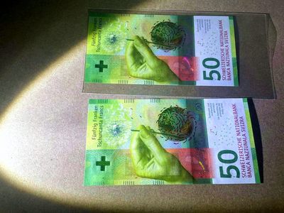 【Blue Auction】✨世界纸币精拍第409期【精】 【一组2张】瑞士 手版 50法郎 全新UNC