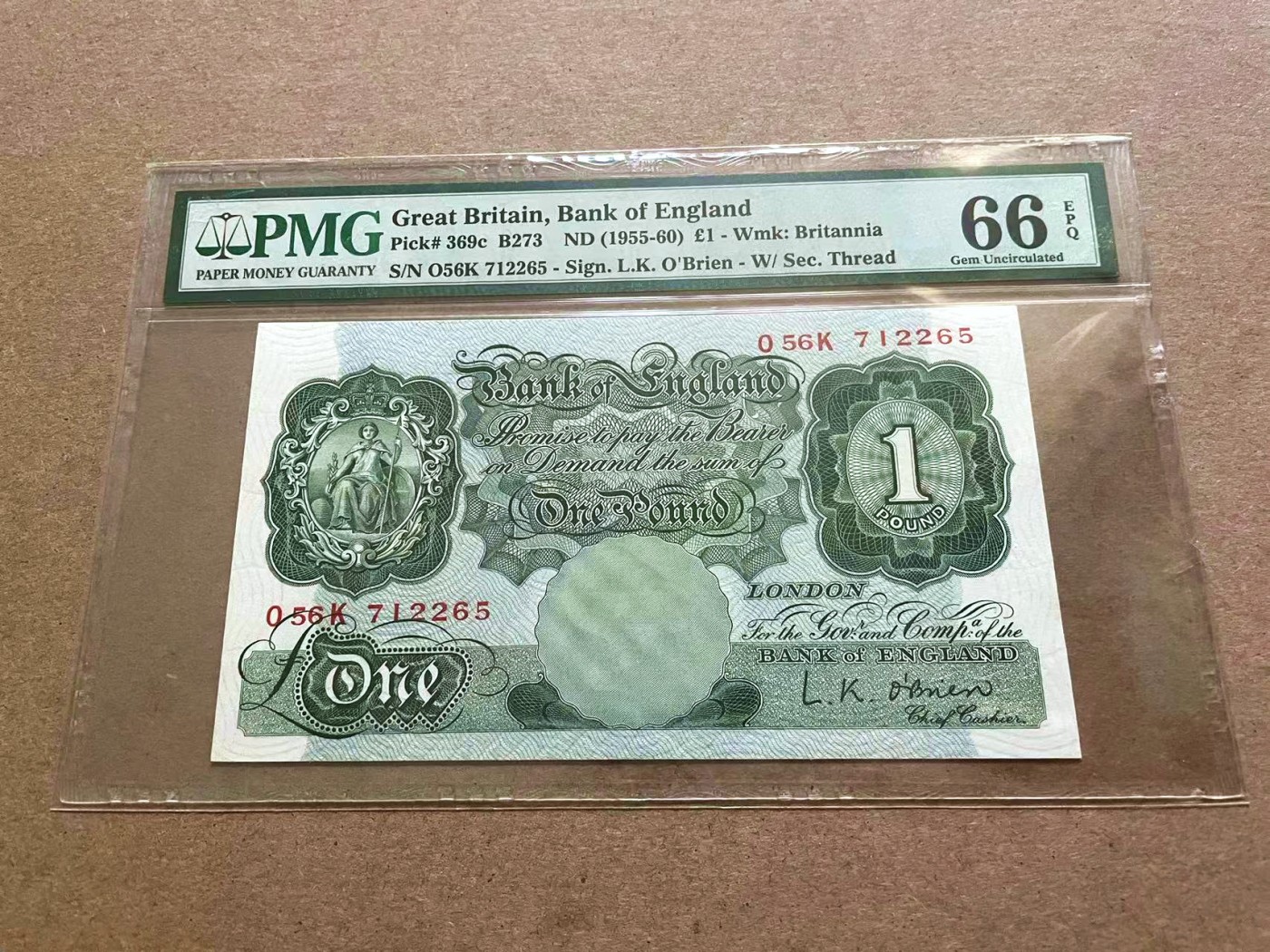 【Blue Auction】✨世界纸币精拍第409期【精】 英国 A序列 1955-60年1镑 PMG66EPQ 