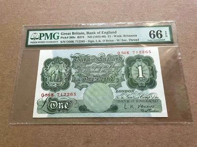 【Blue Auction】✨世界纸币精拍第409期【精】 英国 A序列 1955-60年1镑 PMG66EPQ 