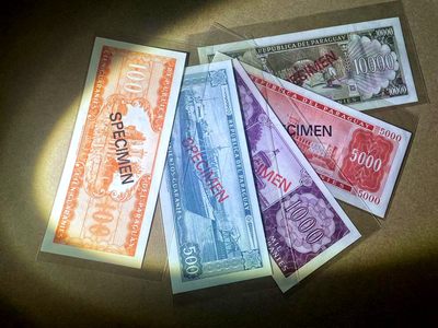 【Blue Auction】✨世界纸币精拍第409期【精】 【一组5张同号样钞】巴拉圭 100-10000瓜拉尼 UNC/UNC-