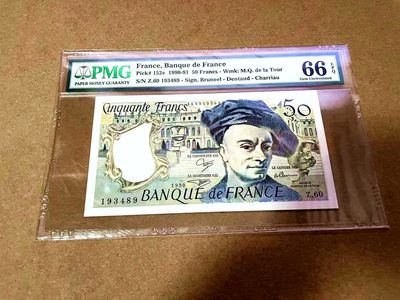 【Blue Auction】✨世界纸币精拍第409期【精】 法国 1990年50法郎 PMG66EPQ 