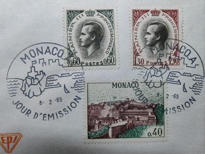 摩纳哥1965年王宫、国王首日封（全新未拆）