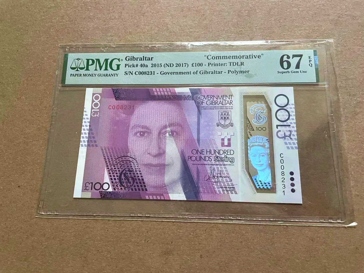 【Blue Auction】✨世界纸币精拍第409期【精】 【无47】直布罗陀 2017年100镑 女王 纪念钞 PMG67EPQ