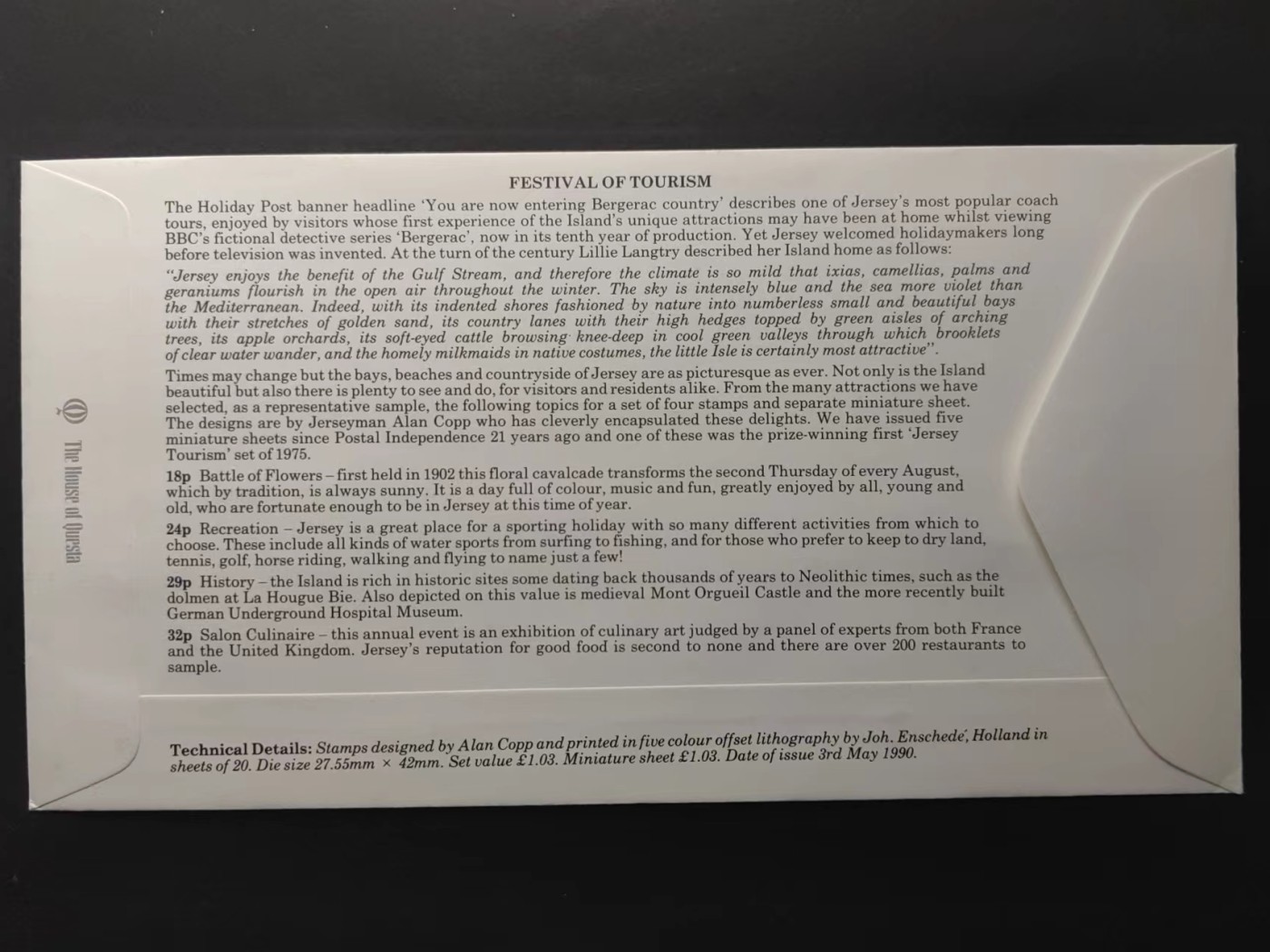 精选多國郵票品🔥⚡️🌞（拍卖场）专场 第④0️⃣场 泽西岛1990年旅游节(花战,海滩,古堡,美食,灯塔) 小全张