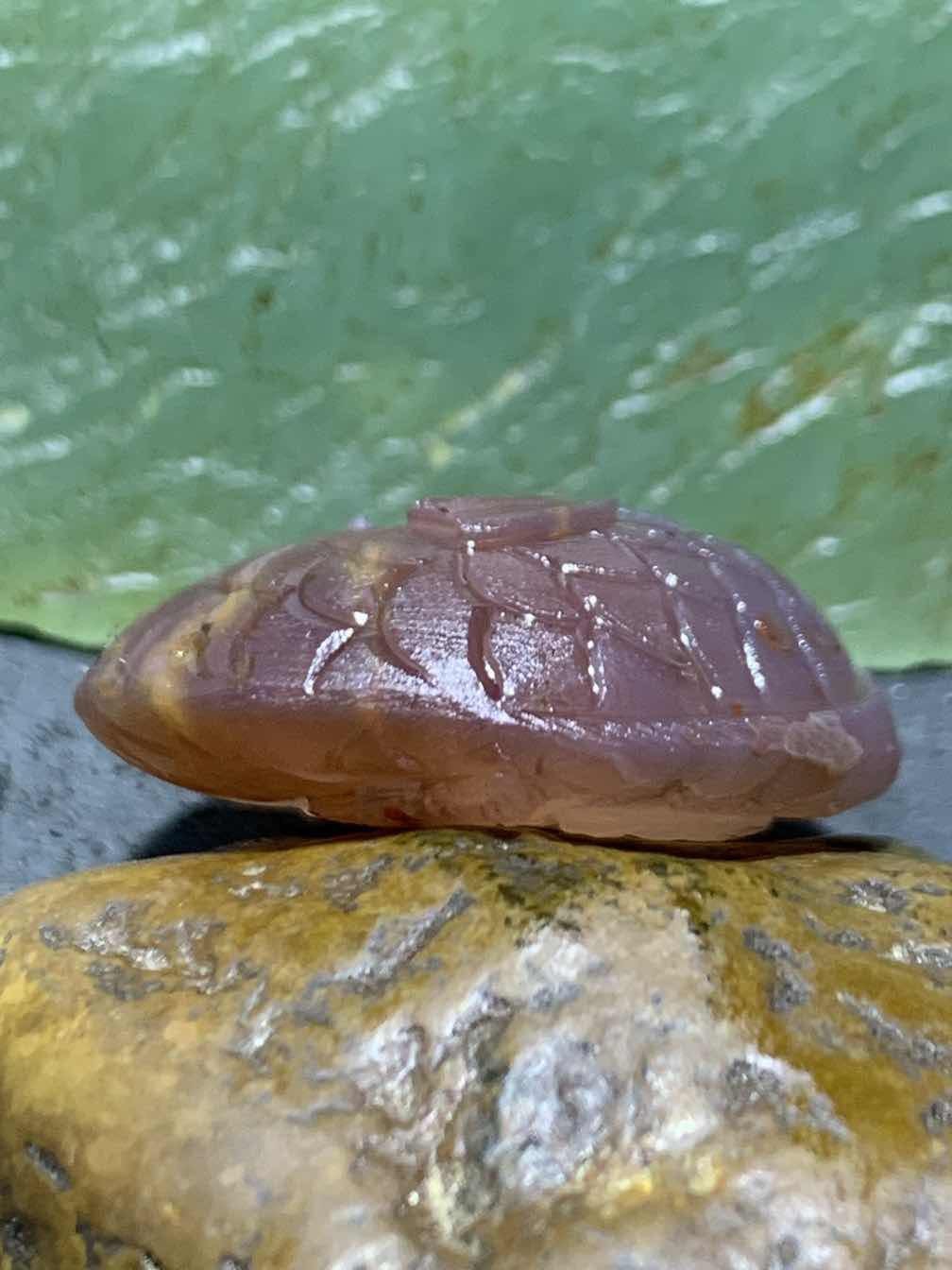 精美亚光高玉化冻料紫罗兰战国红玛瑙手工雕刻富贵有余平安扣一个，