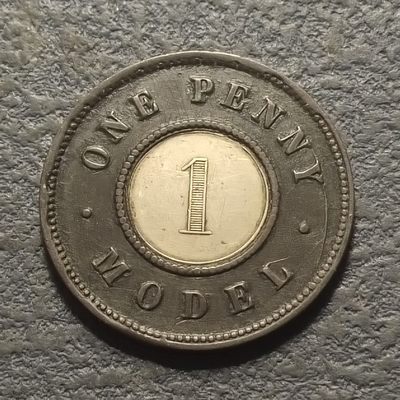 0起1加-纯粹捡漏拍-272散币银币场-双金属币专场 - 【代币】英国维多利亚女王1便士双金属镶嵌代用币