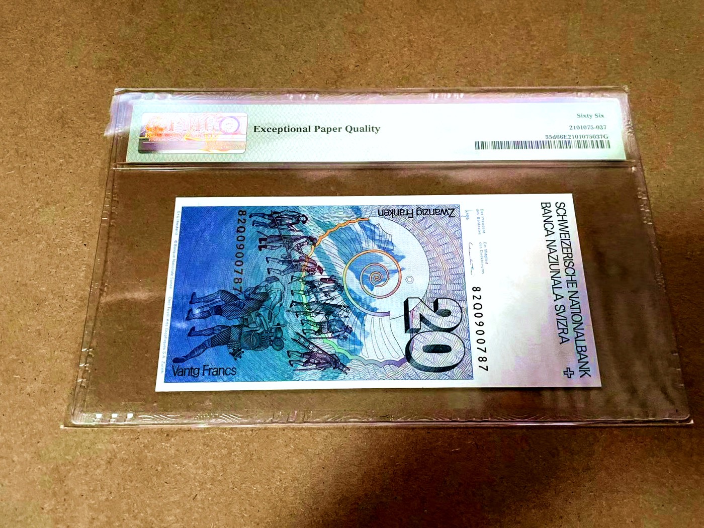 【Blue Auction】✨世界纸币精拍第409期【精】 瑞士 1982年20法郎 PMG66EPQ 