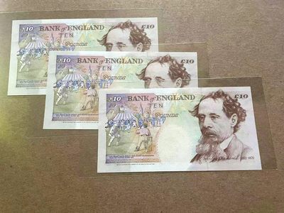 【Blue Auction】✨世界纸币精拍第409期【精】 【一组3张】英国 10镑 狄更斯 全新UNC
