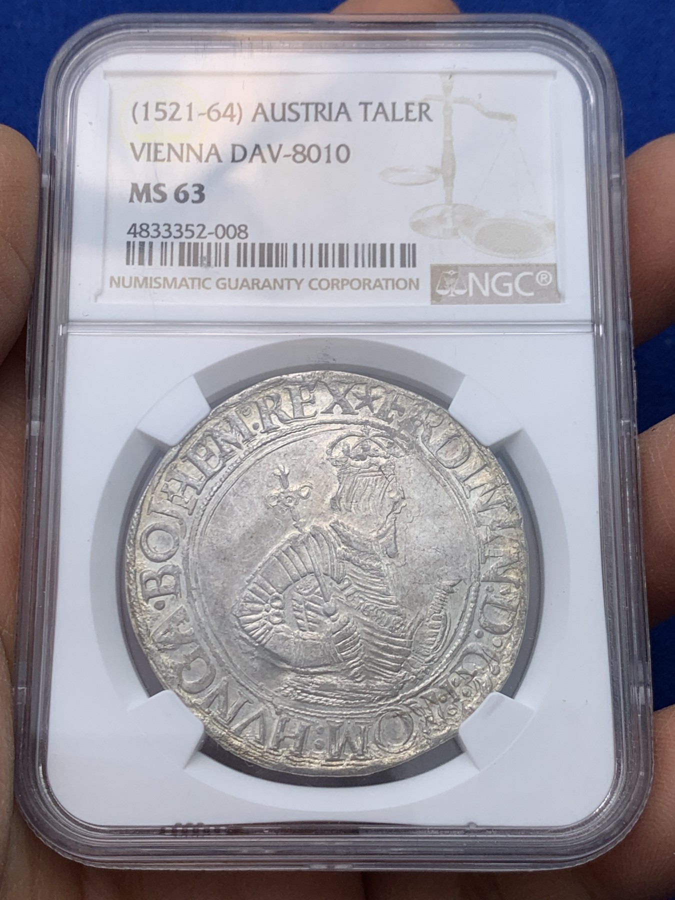 《竞宝斋》圣诞专辑  第二场  第228场 定制纪念章相赠 (全场顺丰包邮) NGC-MS63 神圣罗马帝国 1521-1564年打制 维也纳厂 斐迪南一世泰勒大银币 状态惊人