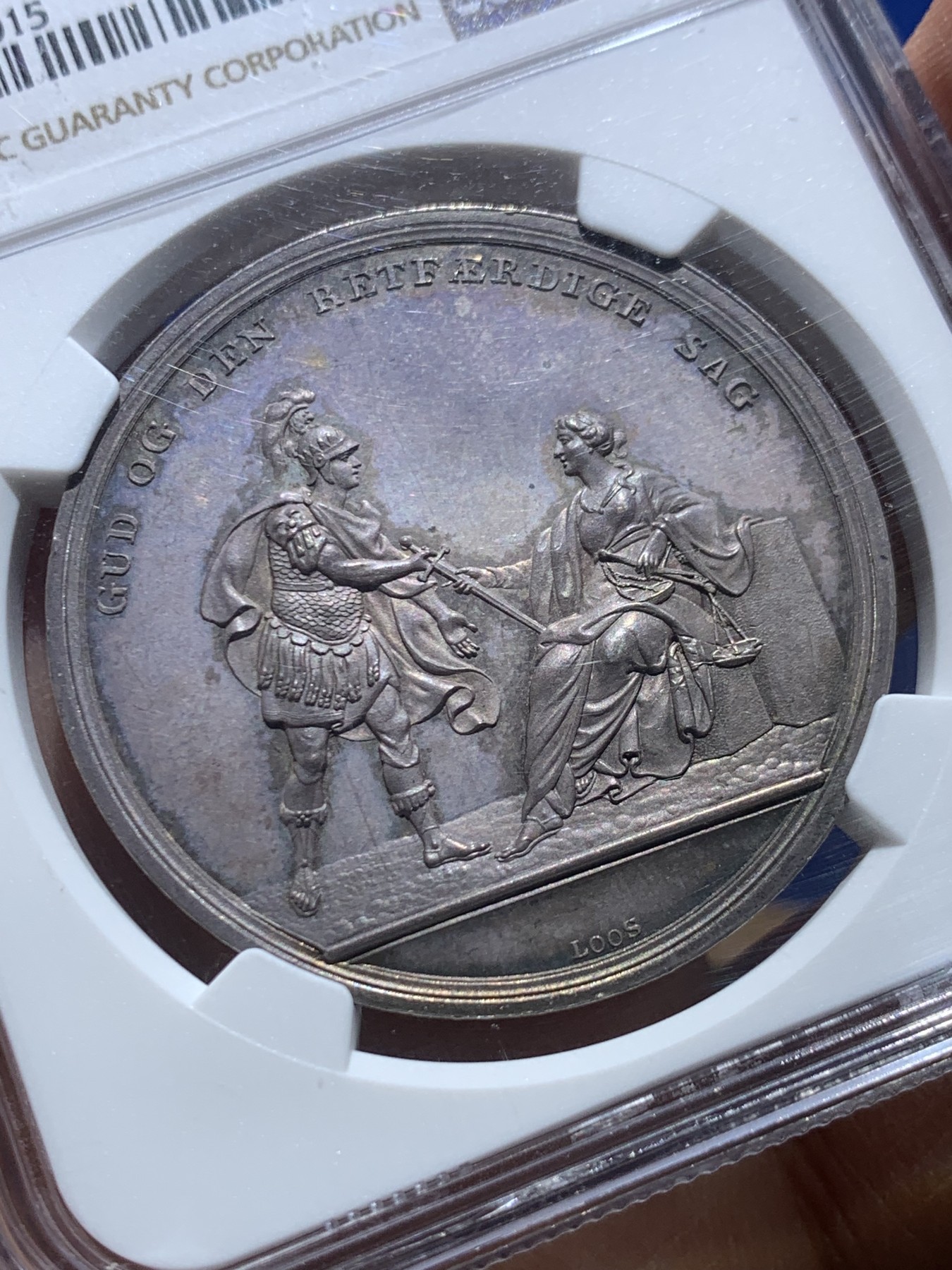 《竞宝斋》圣诞专辑  第一场  第227场 定制纪念章相赠 (全场顺丰包邮) NGC MS65 丹麦1801银章，哥本哈根战役，名家loos经典之作。镜面五彩冠军分数完美品。