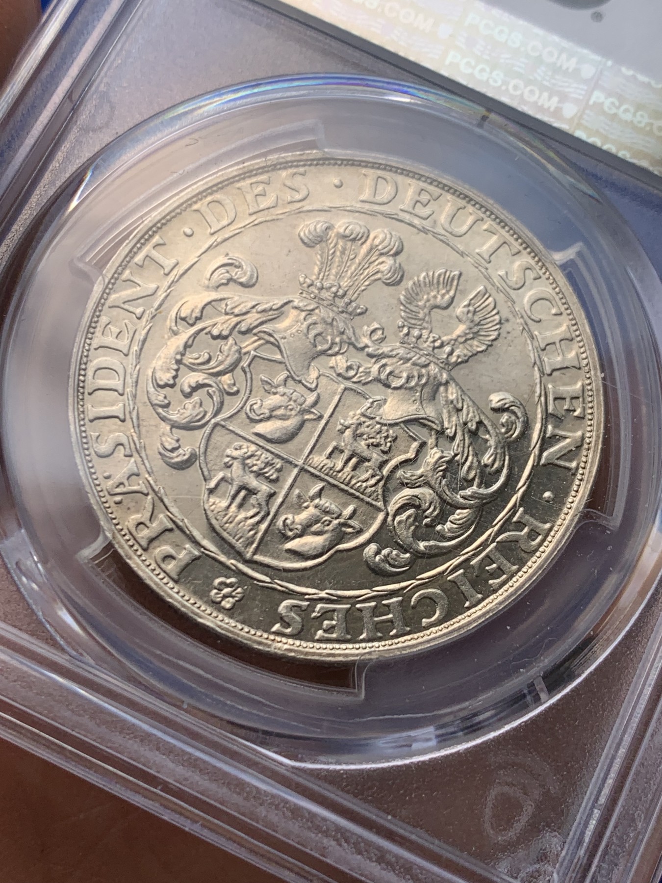 《竞宝斋》圣诞专辑  第一场  第227场 定制纪念章相赠 (全场顺丰包邮) PCGS-SP61 德国兴登堡1928年5马克币型银章 少见左脸图案 伯恩哈特作品