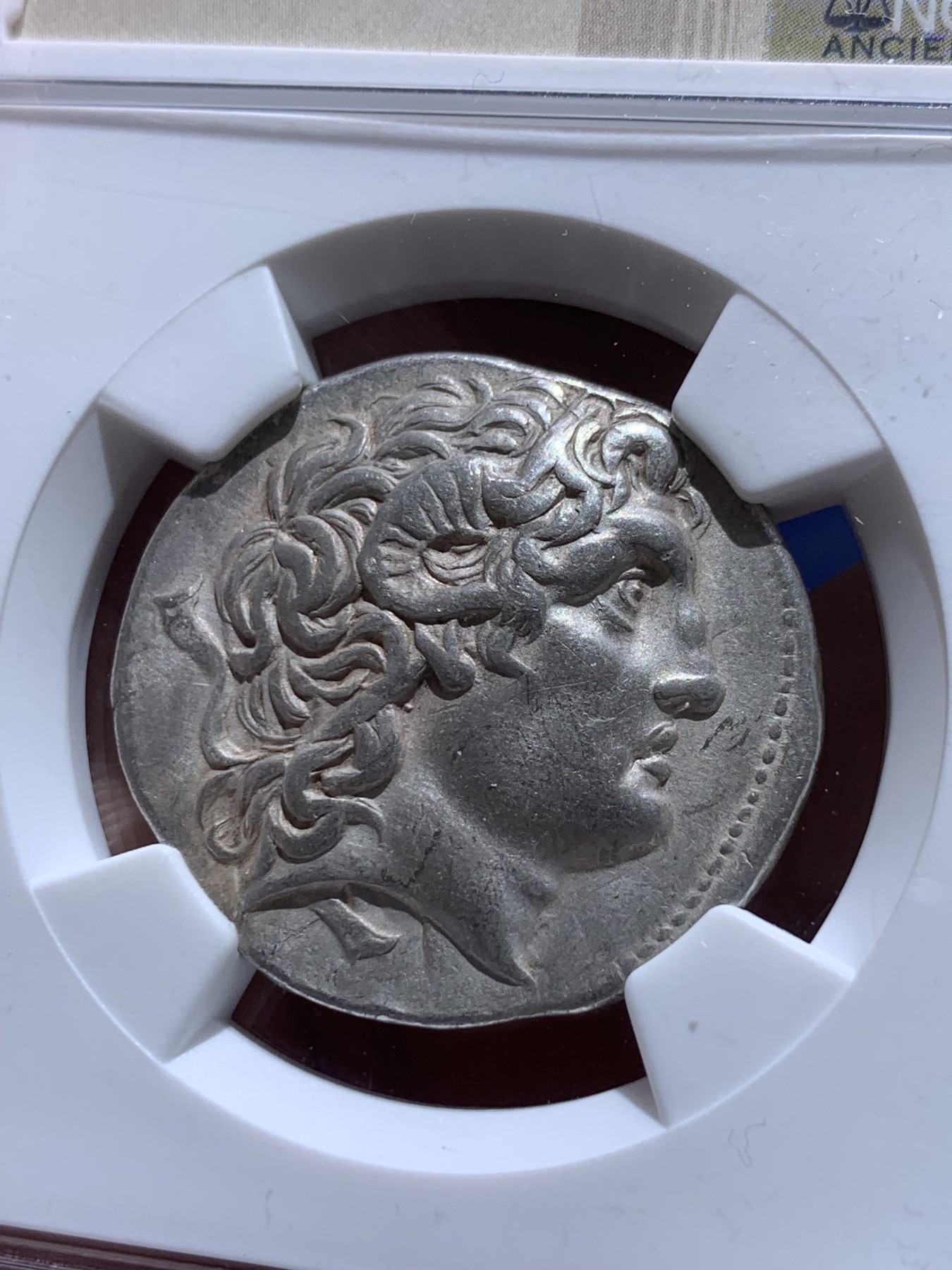 《竞宝斋》圣诞专辑  第一场  第227场 定制纪念章相赠 (全场顺丰包邮) NGC-XF 古希腊 公羊角亚历山大大帝 四德银币 打制满分，雕模艺术性好，眼睛囧囧有神，发丝飘逸，观赏性极佳！利马西科斯时期有名的造币厂