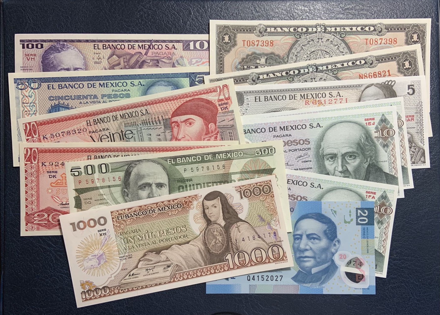 收藏联盟Quantum Auction 第313期拍卖  墨西哥1970-85年10到1000比索和2006年20比索 品相UNC