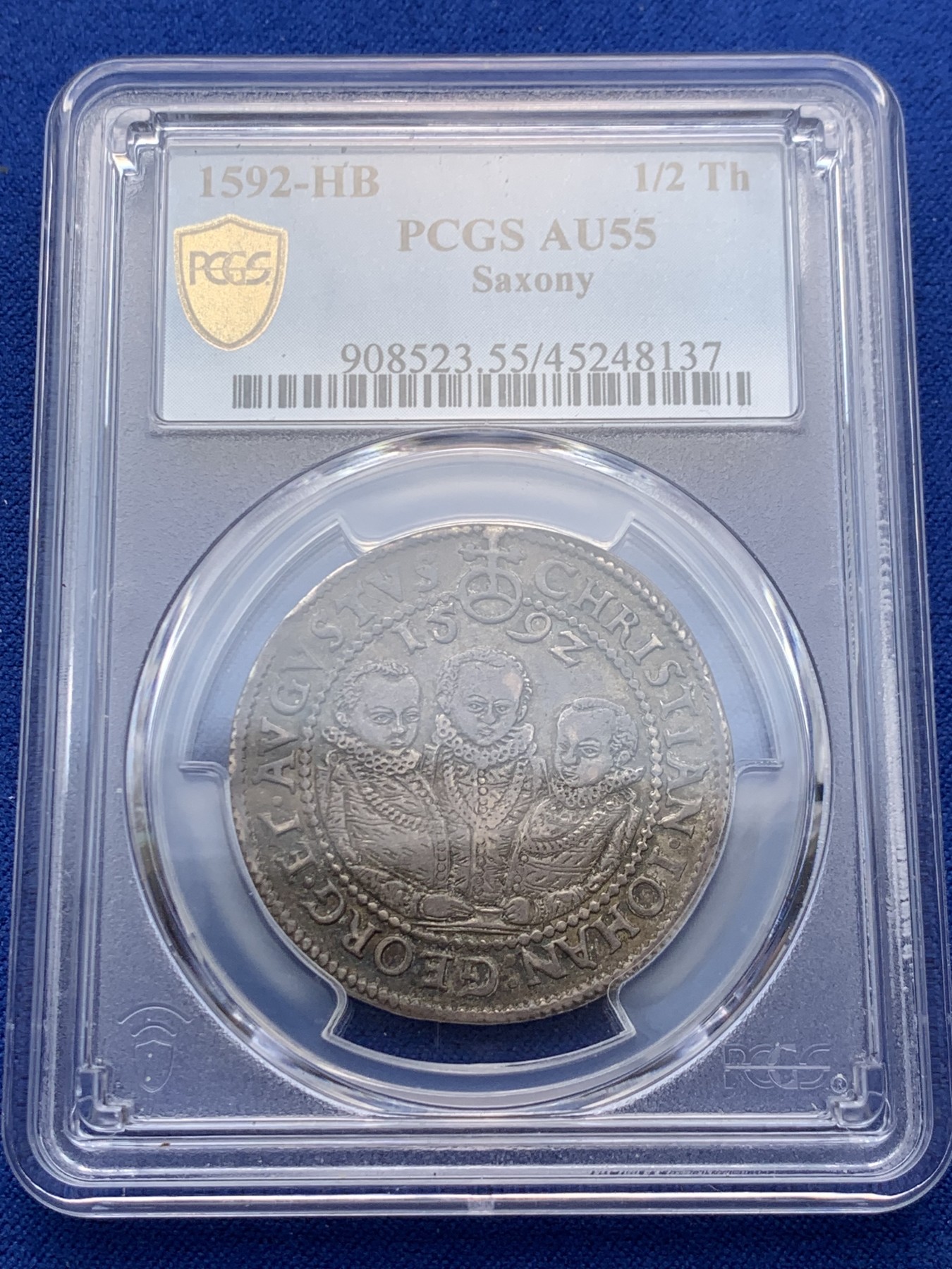 《竞宝斋》圣诞专辑  第一场  第227场 定制纪念章相赠 (全场顺丰包邮) PCGS AU55萨克森1592三兄弟半泰勒 PCGS唯一冠军