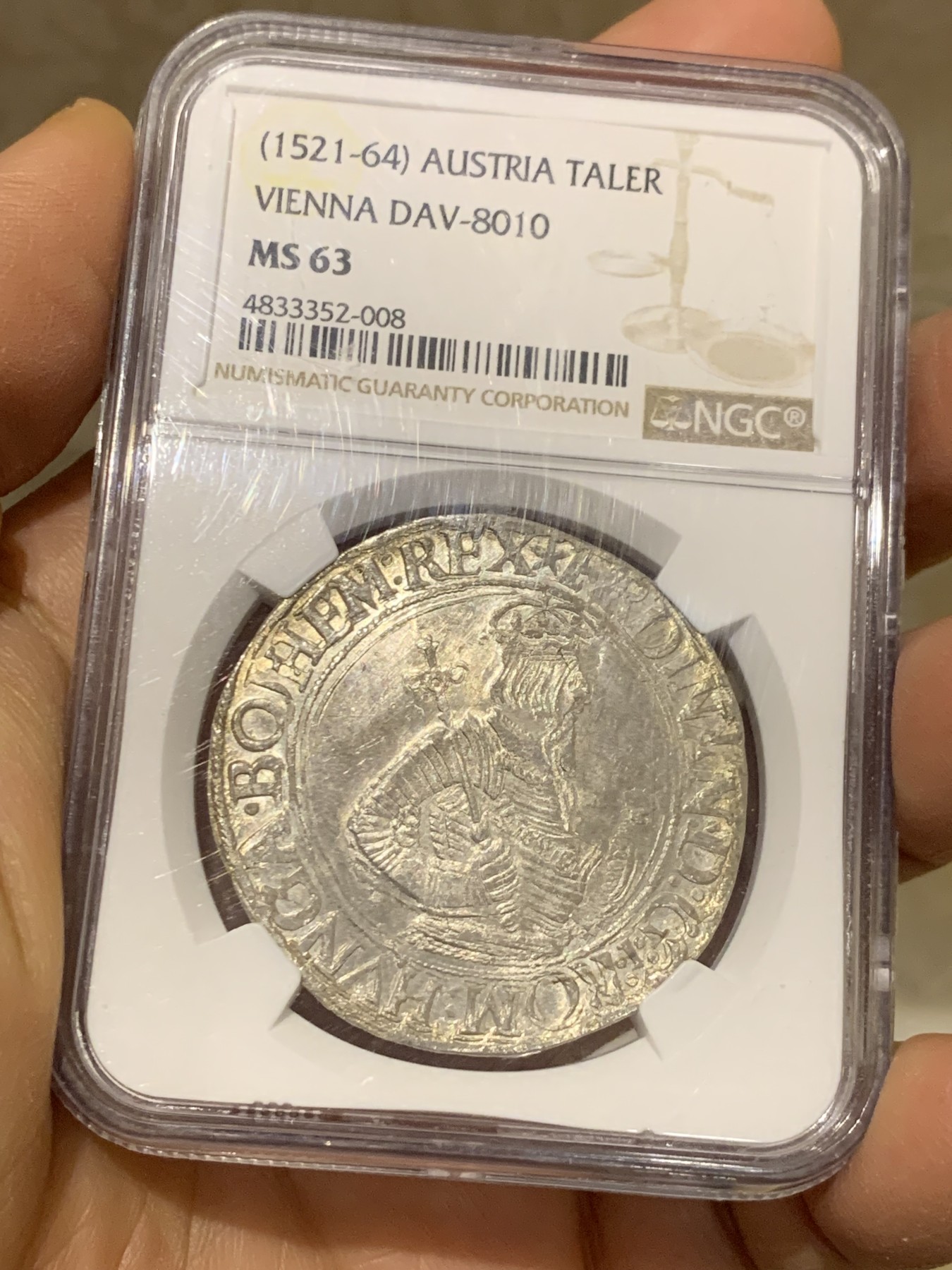 《竞宝斋》圣诞专辑  第二场  第228场 定制纪念章相赠 (全场顺丰包邮) NGC-MS63 神圣罗马帝国 1521-1564年打制 维也纳厂 斐迪南一世泰勒大银币 状态惊人