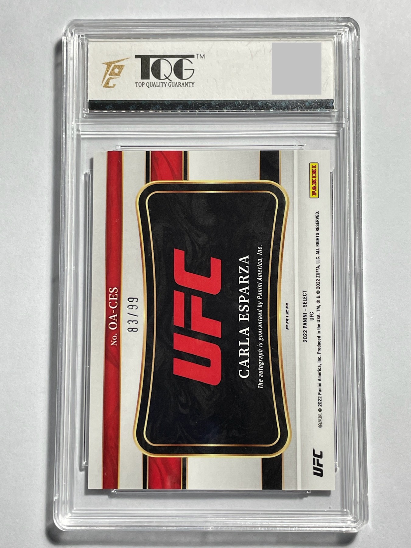 【德藏】卡牌拍卖第10期 ~喜迎2024年·荟萃场~【无每件最低收费！！！】 UFC 2022 PANINI SELECT 乔安娜·耶德尔泽西克 99编 亲签 特卡 TQG 9.5 签字10