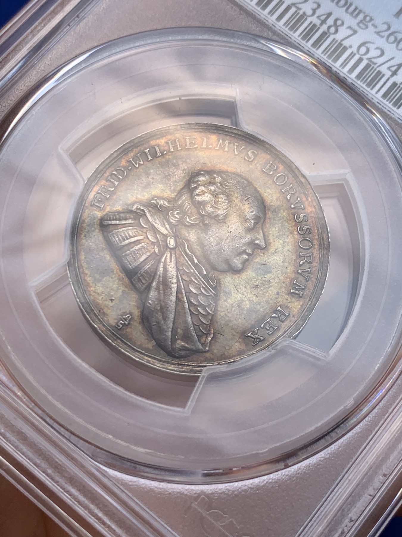 《竞宝斋》圣诞专辑  第一场  第227场 定制纪念章相赠 (全场顺丰包邮) PCGS MS62 德国 1793 普鲁士 威廉二世 纪念银章 稀少品种 来自南普鲁士的致敬 双面深彩 飞翔的不死鸟 细节非常好