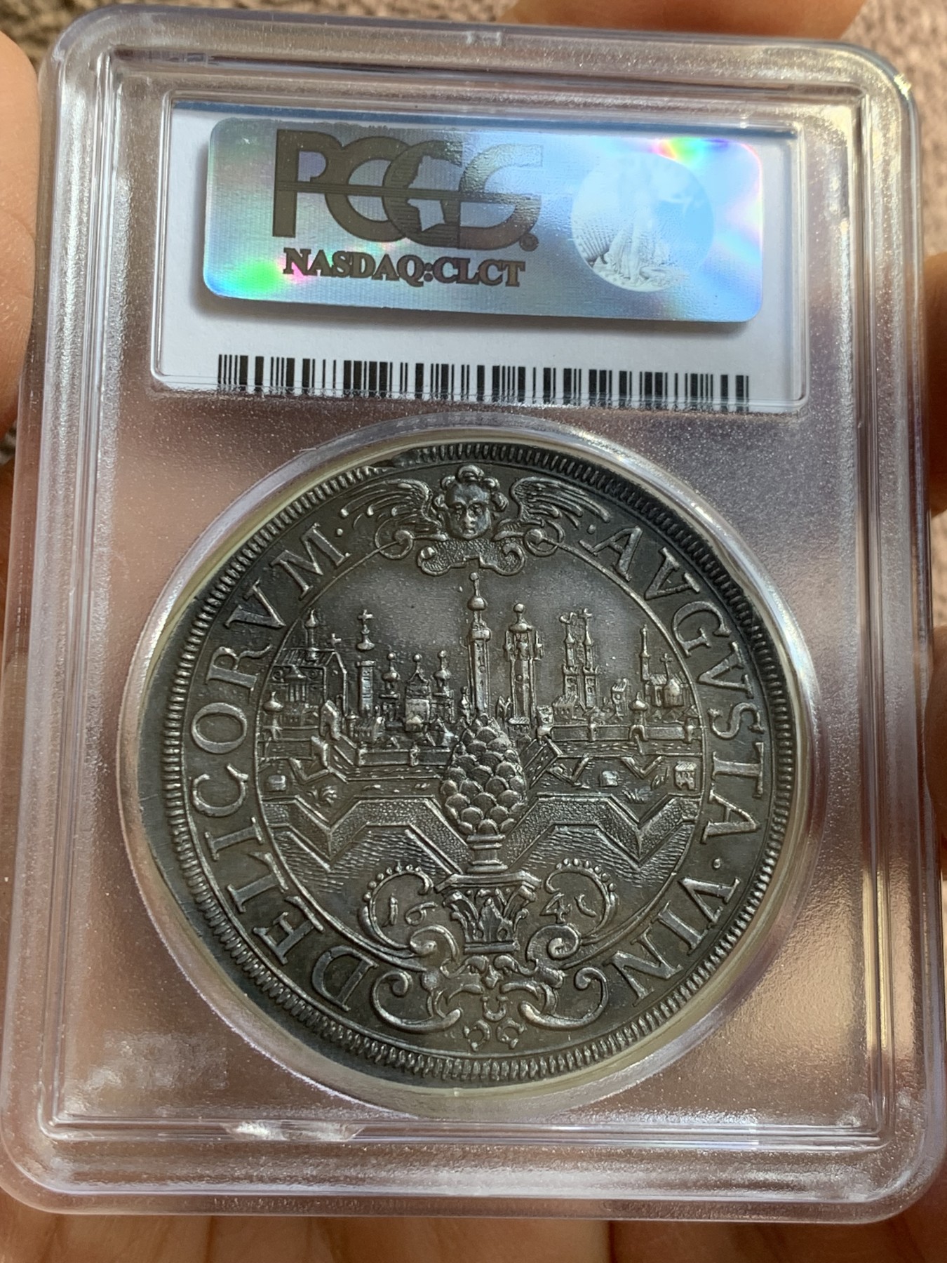 《竞宝斋》圣诞专辑  第二场  第228场 定制纪念章相赠 (全场顺丰包邮) 推荐！PCGS MS64 神圣罗马帝国 1641 奥格斯堡大泰勒，双面包浆均匀 近乎完美的状态 将近400年的岁月 类似的包浆币21年拍了5760美元