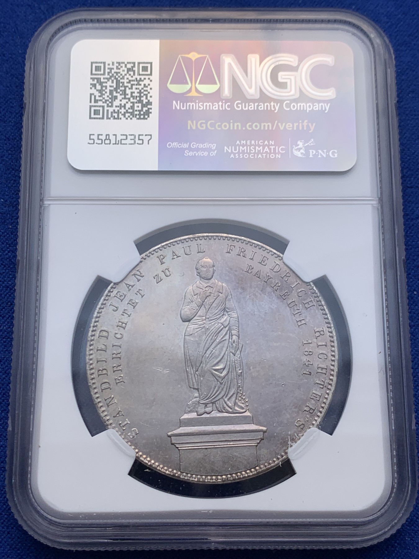 《竞宝斋》圣诞专辑  第一场  第227场 定制纪念章相赠 (全场顺丰包邮) NGC UNC 德国 1841 巴伐利亚 路德维希一世 纪念 弗里德里希·里希特 2泰勒大银币 首拍品种 性价比高