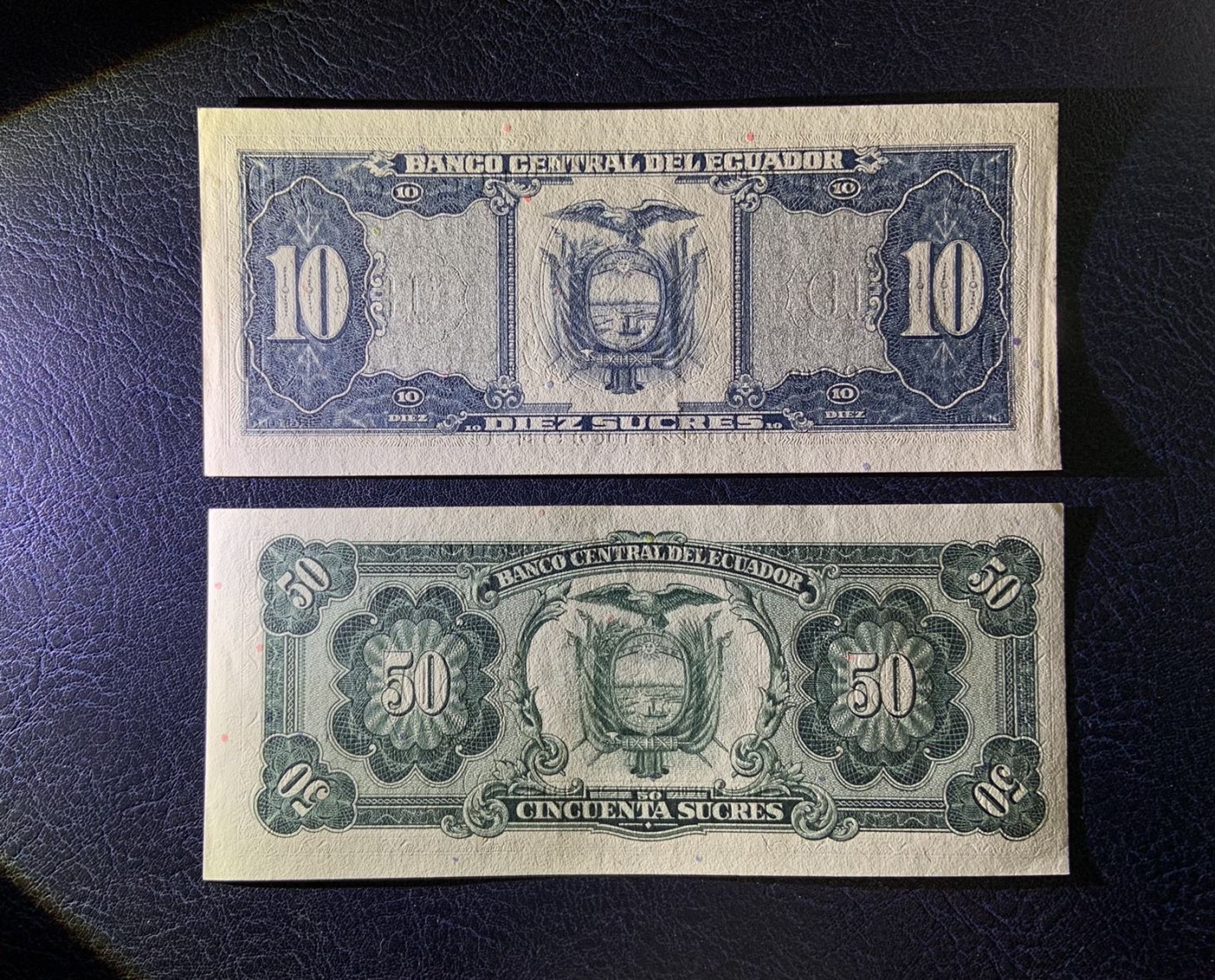 收藏联盟Quantum Auction 第313期拍卖  厄瓜多尔1988年10和50苏克雷 品相UNC-和UNC