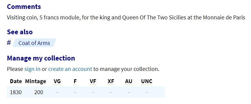 《竞宝斋》圣诞专辑  第二场  第228场 定制纪念章相赠 (全场顺丰包邮) NGC MS62BN 1830法国5法郎铜样币，纪念两西西里国王&王后参观巴黎造币厂而发行的铜质样币，发行量只有200枚！低评，克劳斯目录价高。