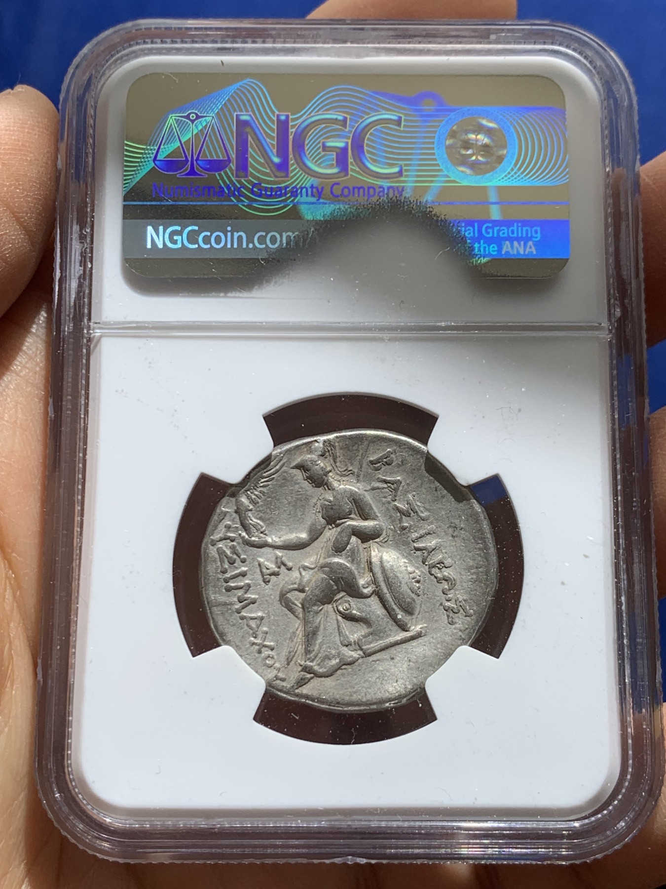 《竞宝斋》圣诞专辑  第一场  第227场 定制纪念章相赠 (全场顺丰包邮) NGC-XF 古希腊 公羊角亚历山大大帝 四德银币 打制满分，雕模艺术性好，眼睛囧囧有神，发丝飘逸，观赏性极佳！利马西科斯时期有名的造币厂