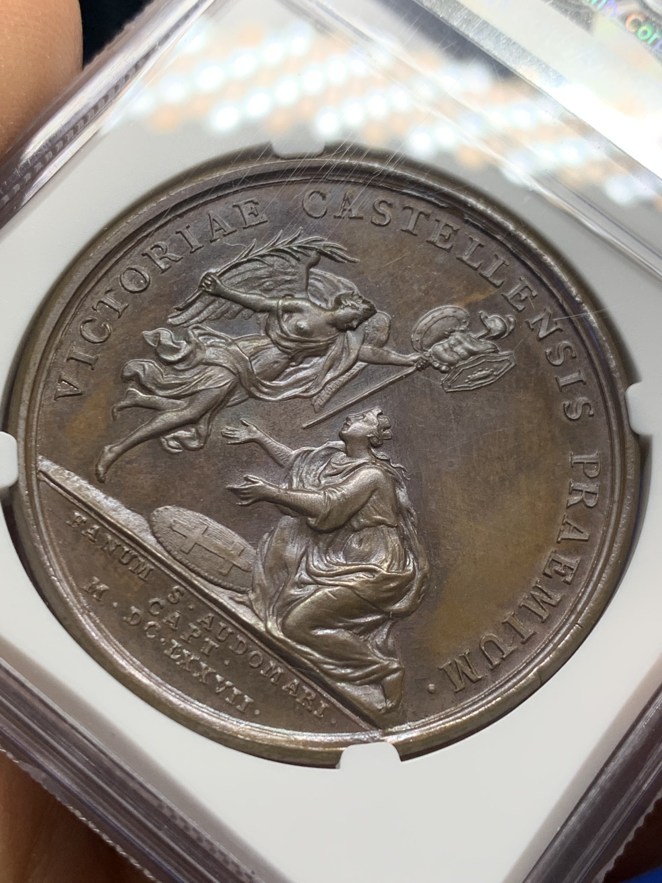 《竞宝斋》圣诞专辑  第一场  第227场 定制纪念章相赠 (全场顺丰包邮) 唯一冠军分 NGC MS65 法国1677年太阳王路易十四捕获圣奥梅尔纪念铜章