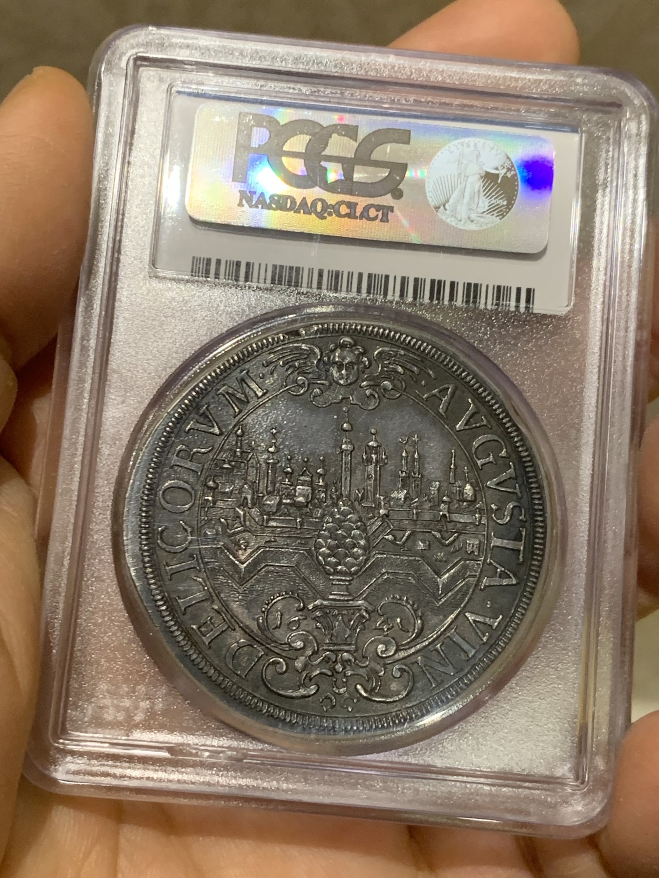 《竞宝斋》圣诞专辑  第二场  第228场 定制纪念章相赠 (全场顺丰包邮) 推荐！PCGS MS64 神圣罗马帝国 1641 奥格斯堡大泰勒，双面包浆均匀 近乎完美的状态 将近400年的岁月 类似的包浆币21年拍了5760美元