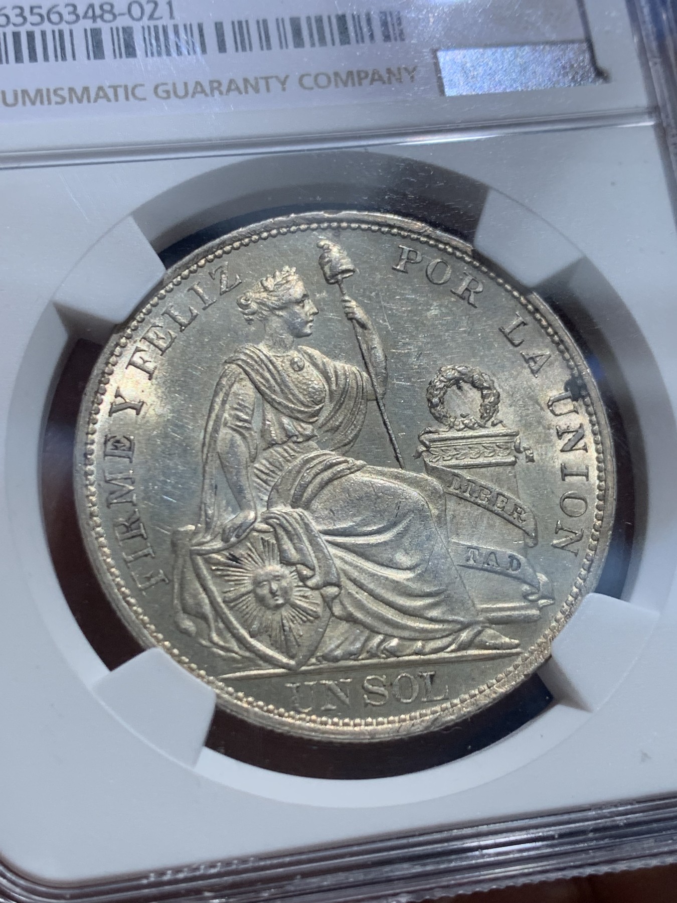 《竞宝斋》圣诞专辑  第二场  第228场 定制纪念章相赠 (全场顺丰包邮) NGC-MS62 秘鲁 1895年 1索尔 黄油光 大银币 相对早期年份 高银版 质感漂亮