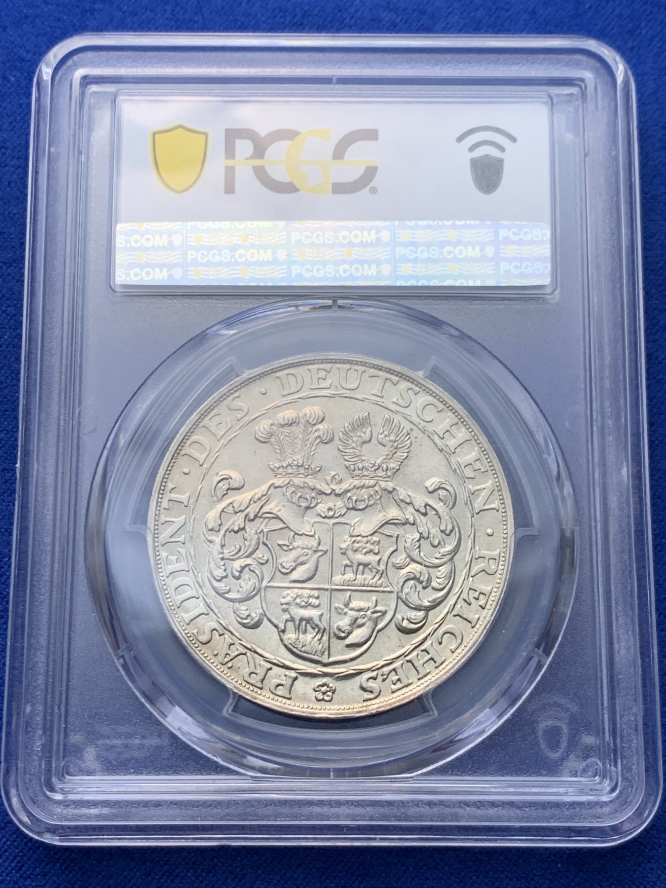 《竞宝斋》圣诞专辑  第一场  第227场 定制纪念章相赠 (全场顺丰包邮) PCGS-SP61 德国兴登堡1928年5马克币型银章 少见左脸图案 伯恩哈特作品