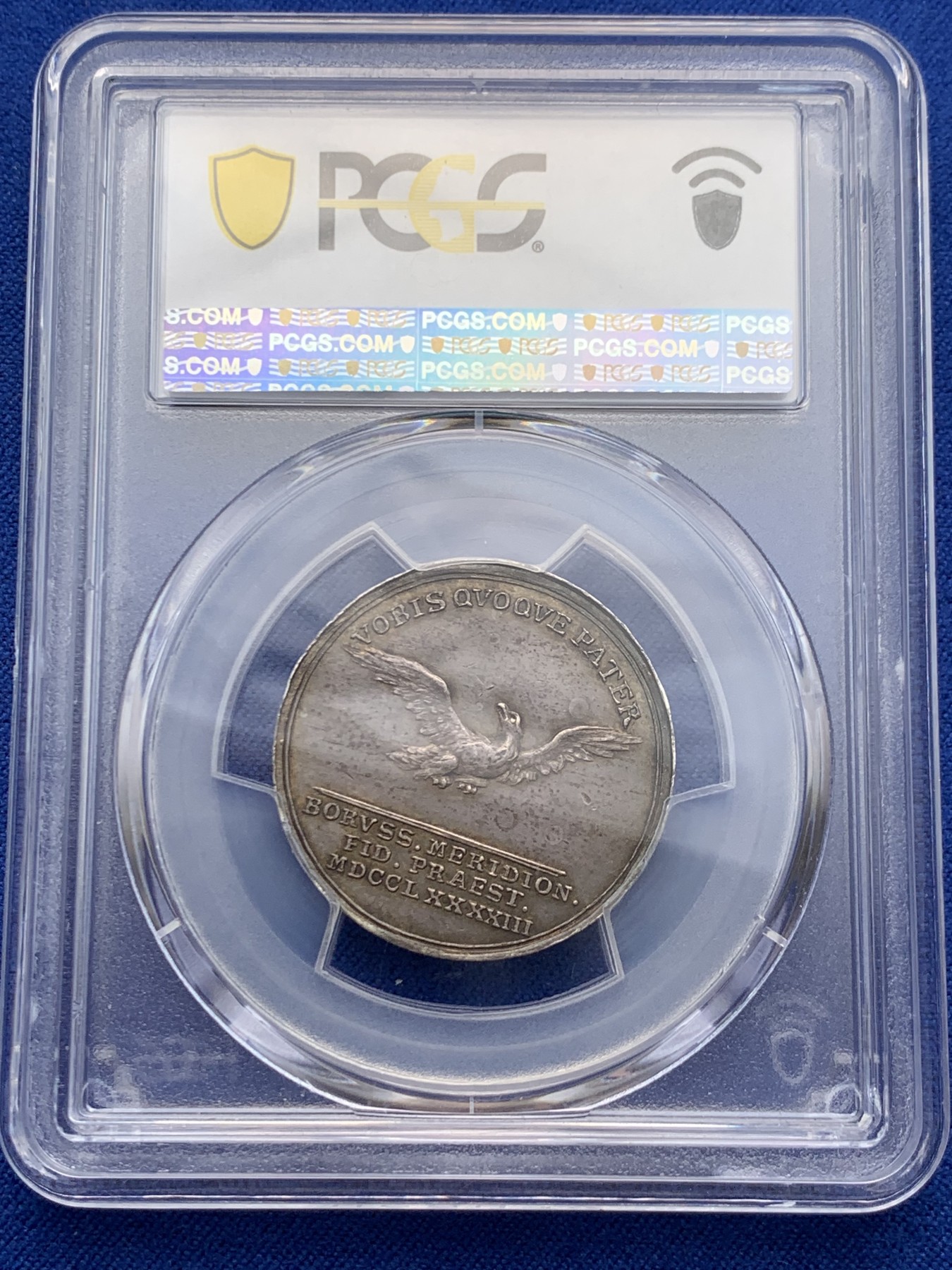 《竞宝斋》圣诞专辑  第一场  第227场 定制纪念章相赠 (全场顺丰包邮) PCGS MS62 德国 1793 普鲁士 威廉二世 纪念银章 稀少品种 来自南普鲁士的致敬 双面深彩 飞翔的不死鸟 细节非常好