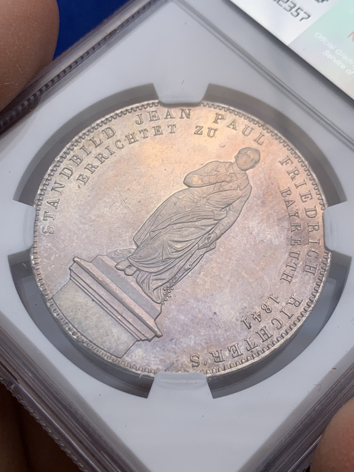 《竞宝斋》圣诞专辑  第一场  第227场 定制纪念章相赠 (全场顺丰包邮) NGC UNC 德国 1841 巴伐利亚 路德维希一世 纪念 弗里德里希·里希特 2泰勒大银币 首拍品种 性价比高