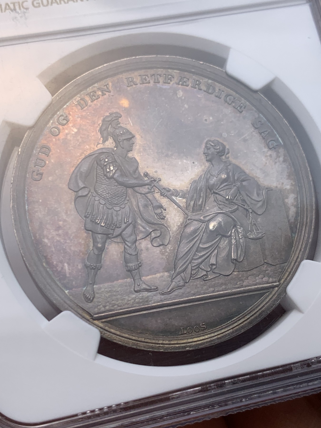 《竞宝斋》圣诞专辑  第一场  第227场 定制纪念章相赠 (全场顺丰包邮) NGC MS65 丹麦1801银章，哥本哈根战役，名家loos经典之作。镜面五彩冠军分数完美品。