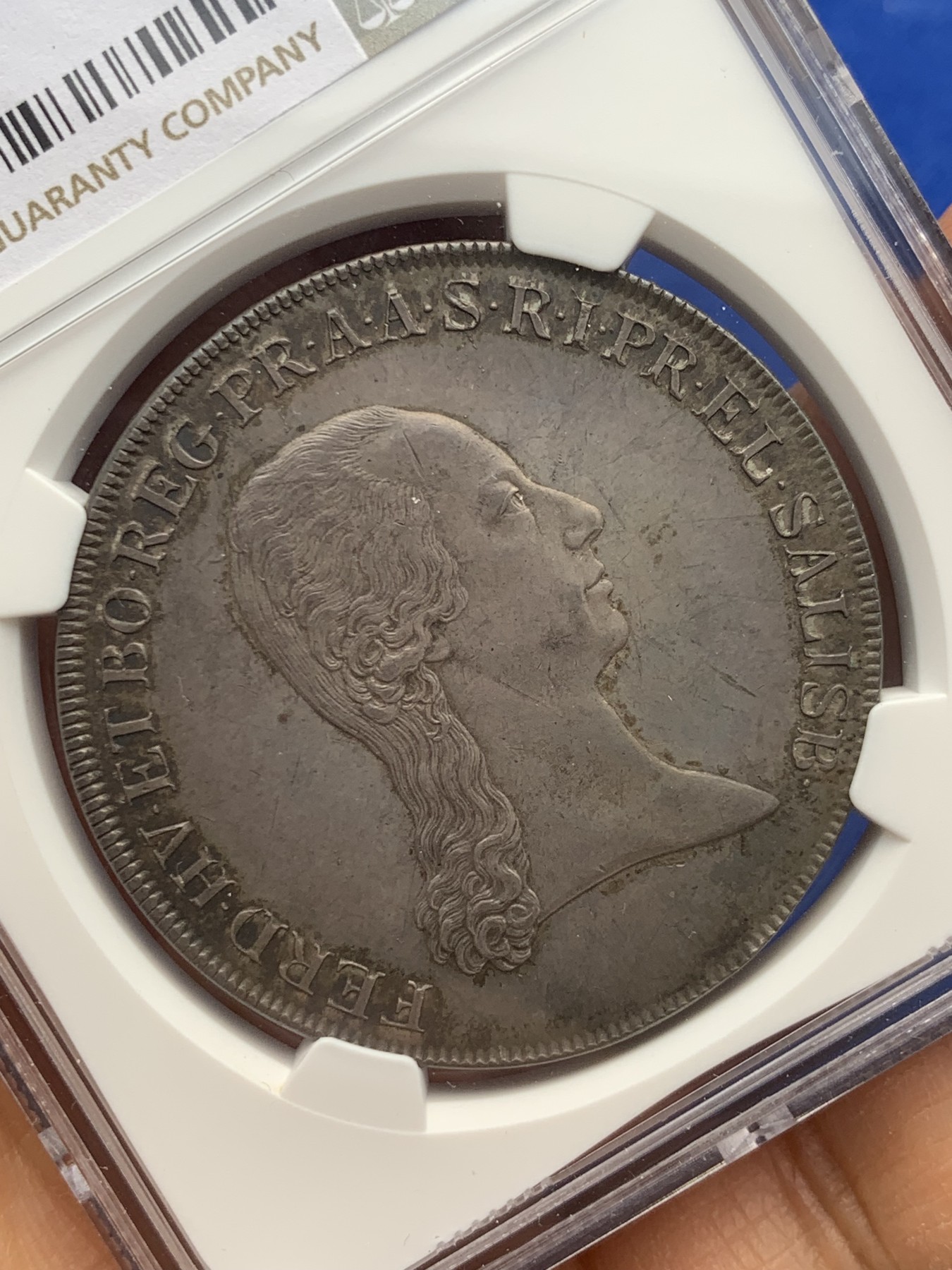 《竞宝斋》圣诞专辑  第二场  第228场 定制纪念章相赠 (全场顺丰包邮) NGC AU58 奥地利 哈布斯堡王朝 1803 斐迪南三世托斯卡纳大公 泰勒大银币  灰彩包浆 底板光亮 细节好 低评状态