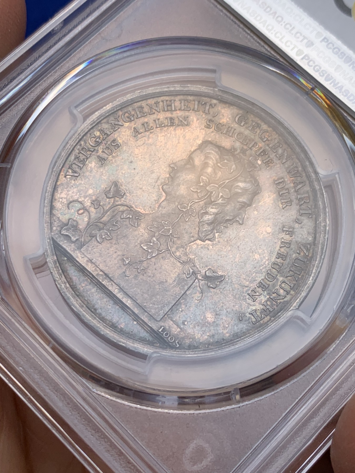 《竞宝斋》圣诞专辑  第一场  第227场 定制纪念章相赠 (全场顺丰包邮) PCGS-SP63 德国普鲁士 19世纪 跨世纪-双面神 银章 唯一冠军分 广告币 双面彩浆 精美设计 HA23年10月N62成交价840美金