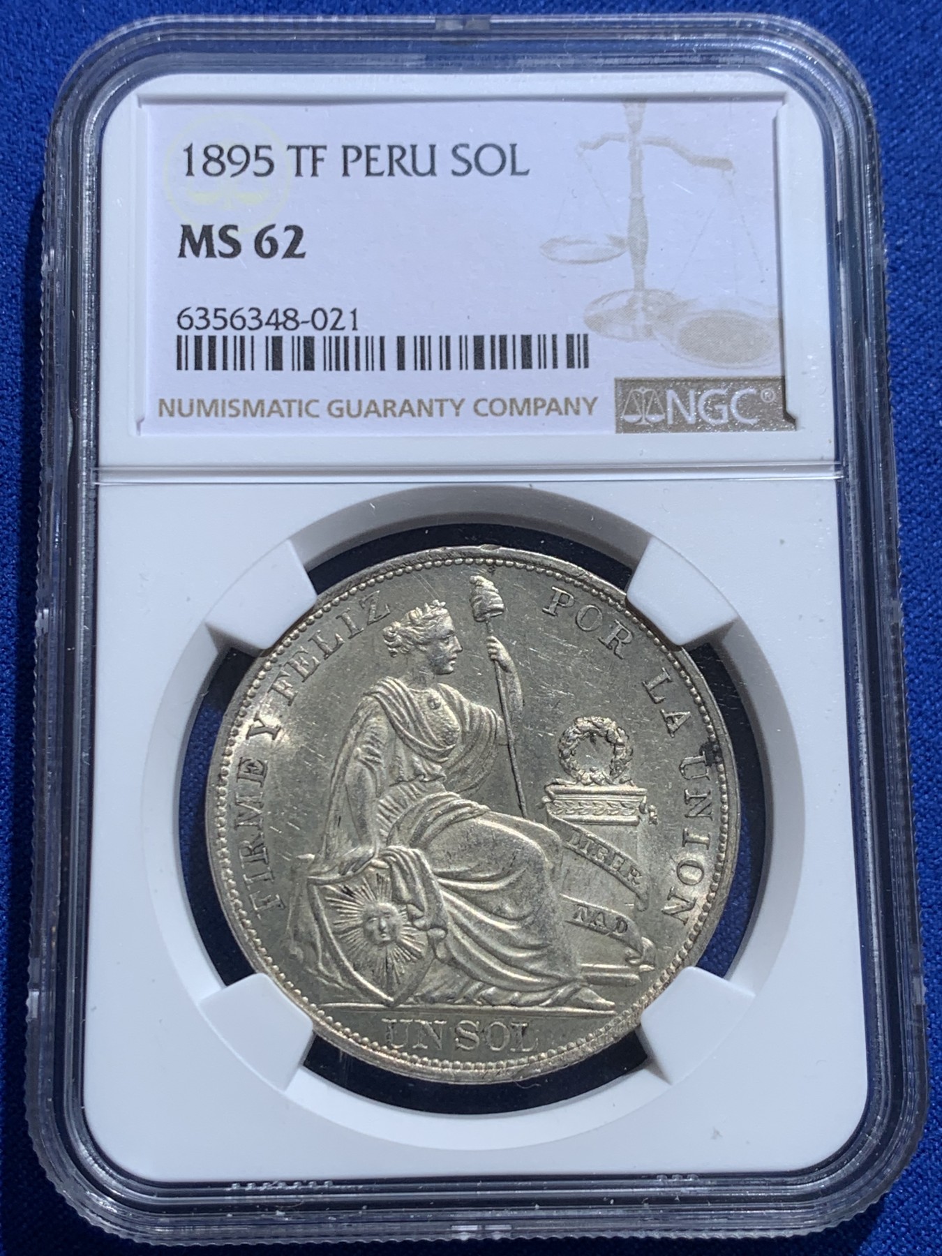 《竞宝斋》圣诞专辑  第二场  第228场 定制纪念章相赠 (全场顺丰包邮) NGC-MS62 秘鲁 1895年 1索尔 黄油光 大银币 相对早期年份 高银版 质感漂亮