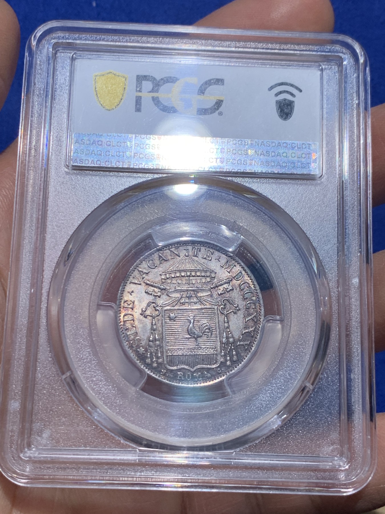 《竞宝斋》圣诞专辑  第一场  第227场 定制纪念章相赠 (全场顺丰包邮) PCGS-MS64 教皇国 1830年 缺位30贝阿科银币 名家旧藏 唯一冠军分 稀有品种 设计精美 工艺精湛