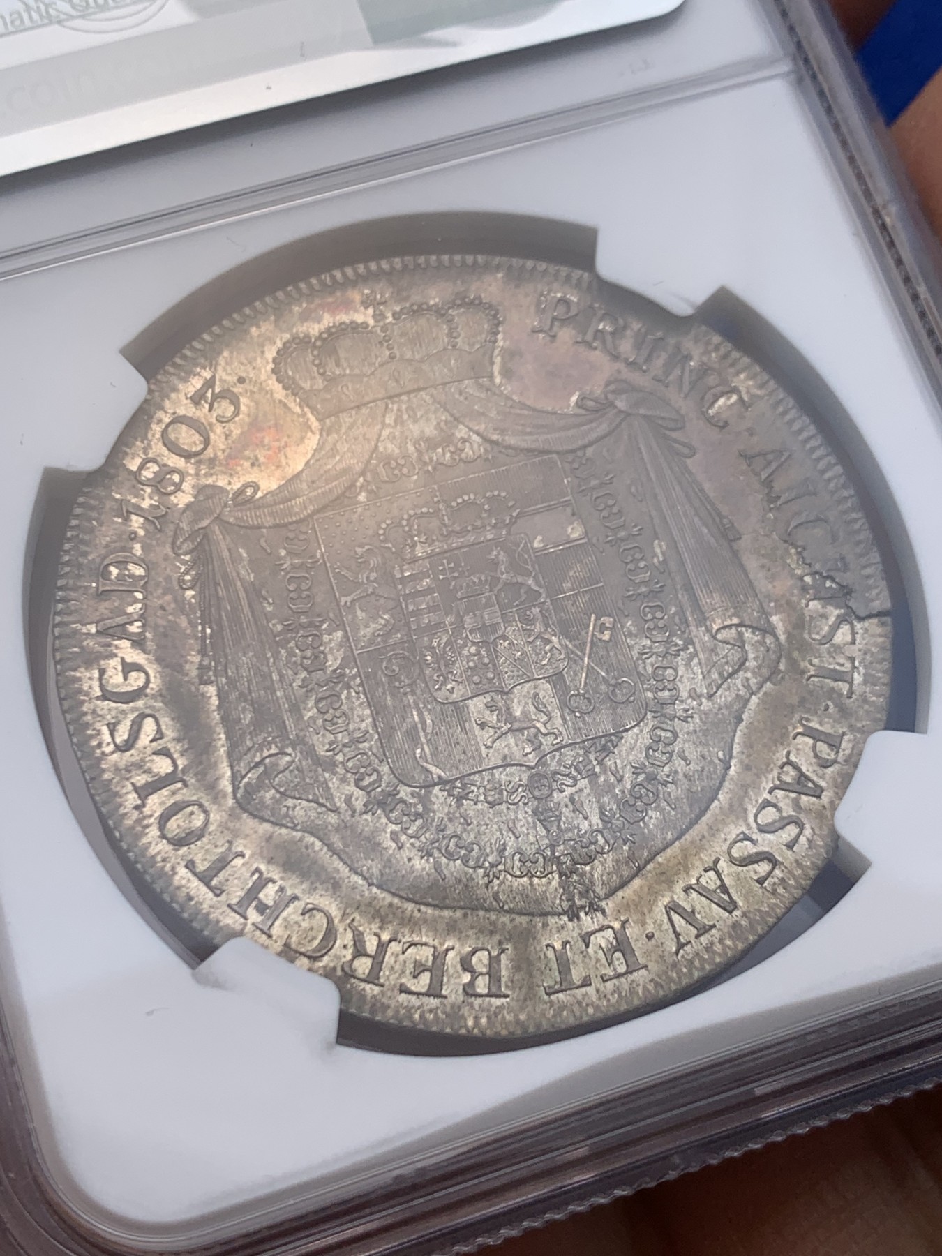 《竞宝斋》圣诞专辑  第二场  第228场 定制纪念章相赠 (全场顺丰包邮) NGC AU58 奥地利 哈布斯堡王朝 1803 斐迪南三世托斯卡纳大公 泰勒大银币  灰彩包浆 底板光亮 细节好 低评状态