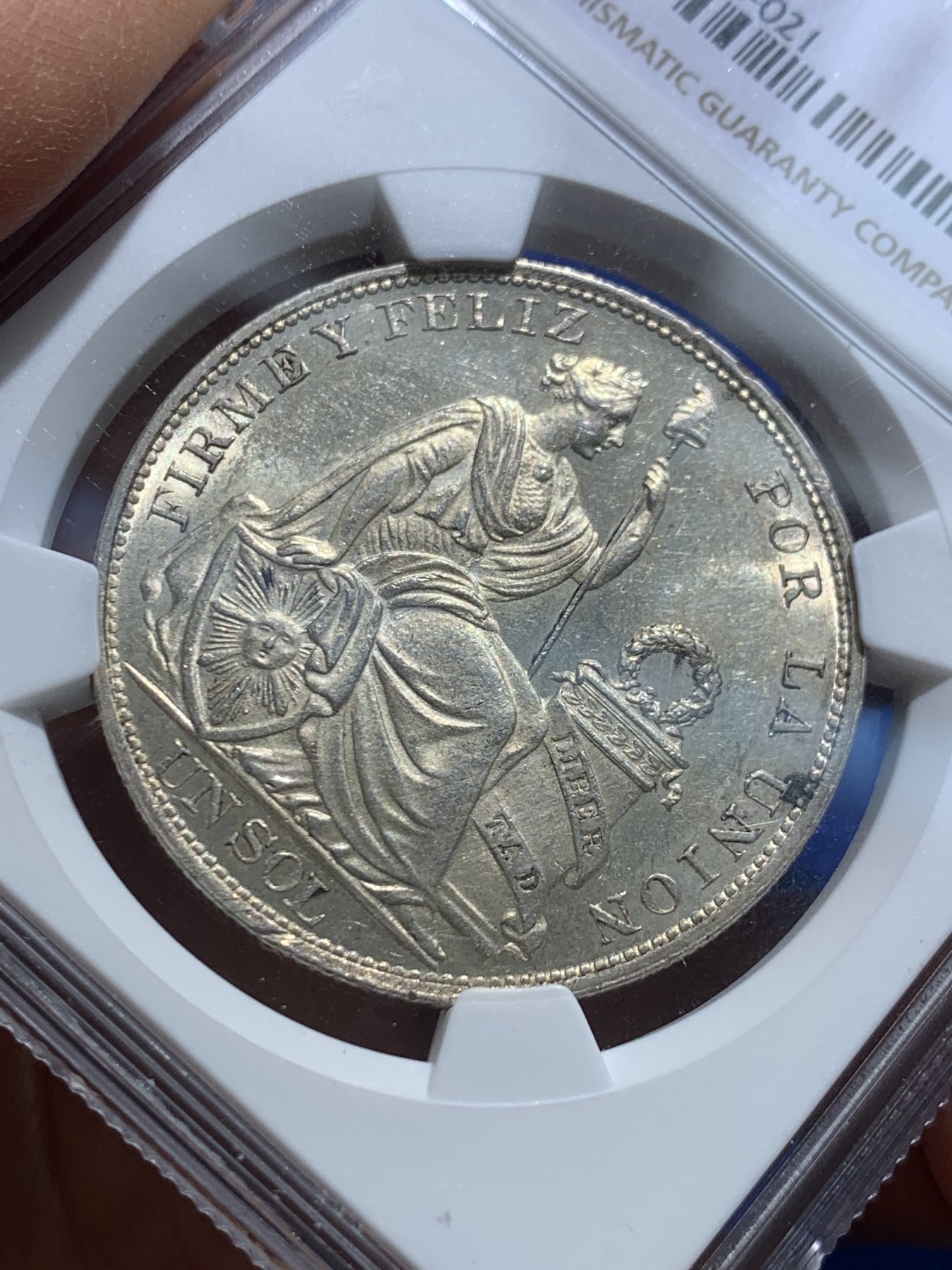 《竞宝斋》圣诞专辑  第二场  第228场 定制纪念章相赠 (全场顺丰包邮) NGC-MS62 秘鲁 1895年 1索尔 黄油光 大银币 相对早期年份 高银版 质感漂亮