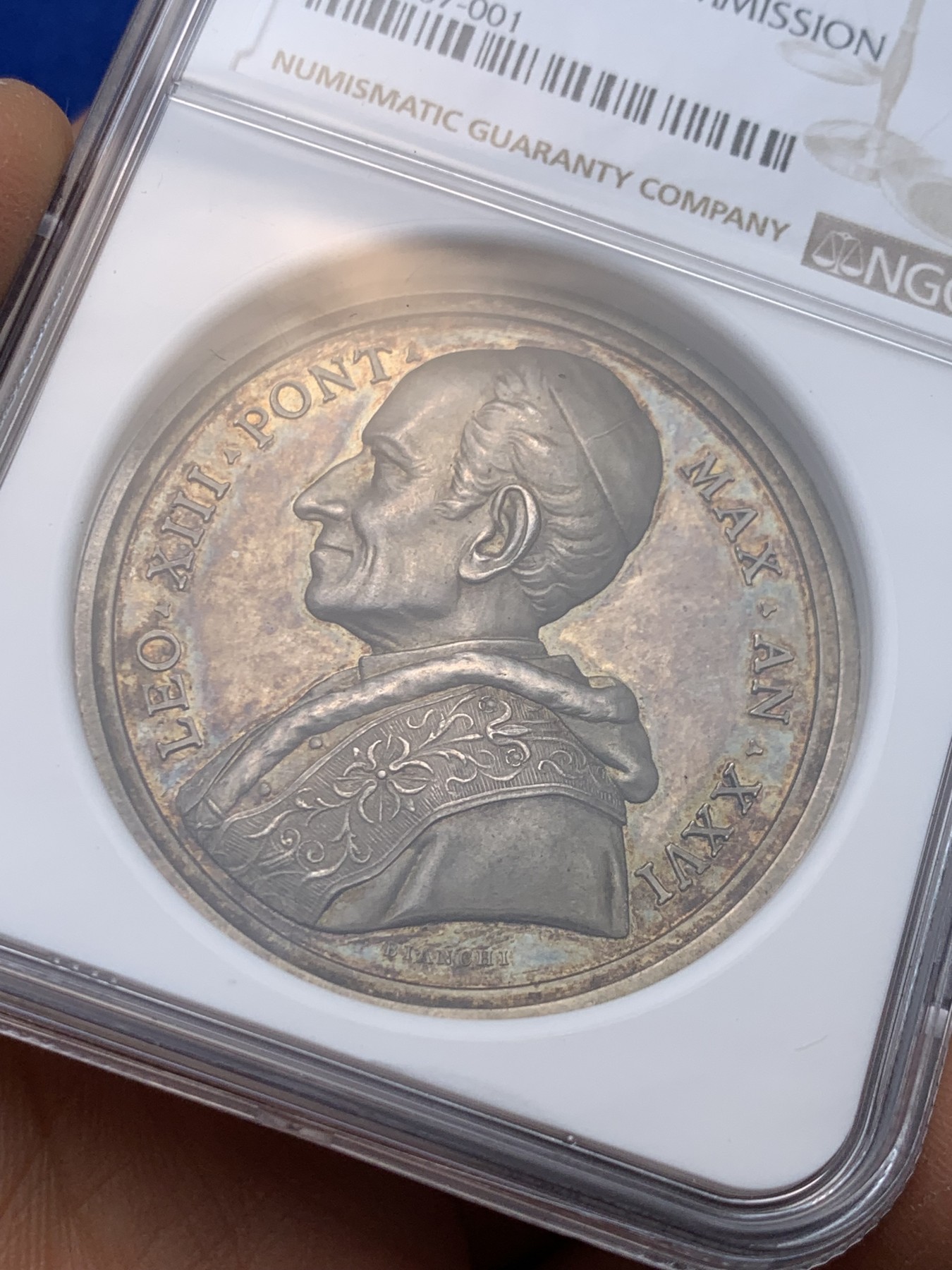 《竞宝斋》圣诞专辑  第一场  第227场 定制纪念章相赠 (全场顺丰包邮) NGC MS62 梵蒂冈 1903年 圣经研究委员会 银章 细节丰富 加厚盒装