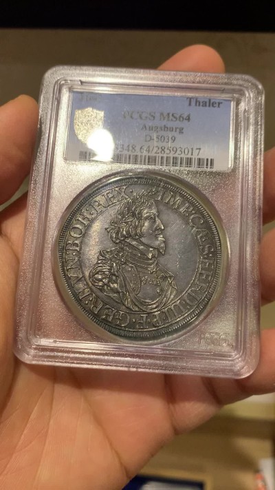 《竞宝斋》圣诞专辑  第二场  第228场 定制纪念章相赠 (全场顺丰包邮) 推荐！PCGS MS64 神圣罗马帝国 1641 奥格斯堡大泰勒，双面包浆均匀 近乎完美的状态 将近400年的岁月 类似的包浆币21年拍了5760美元