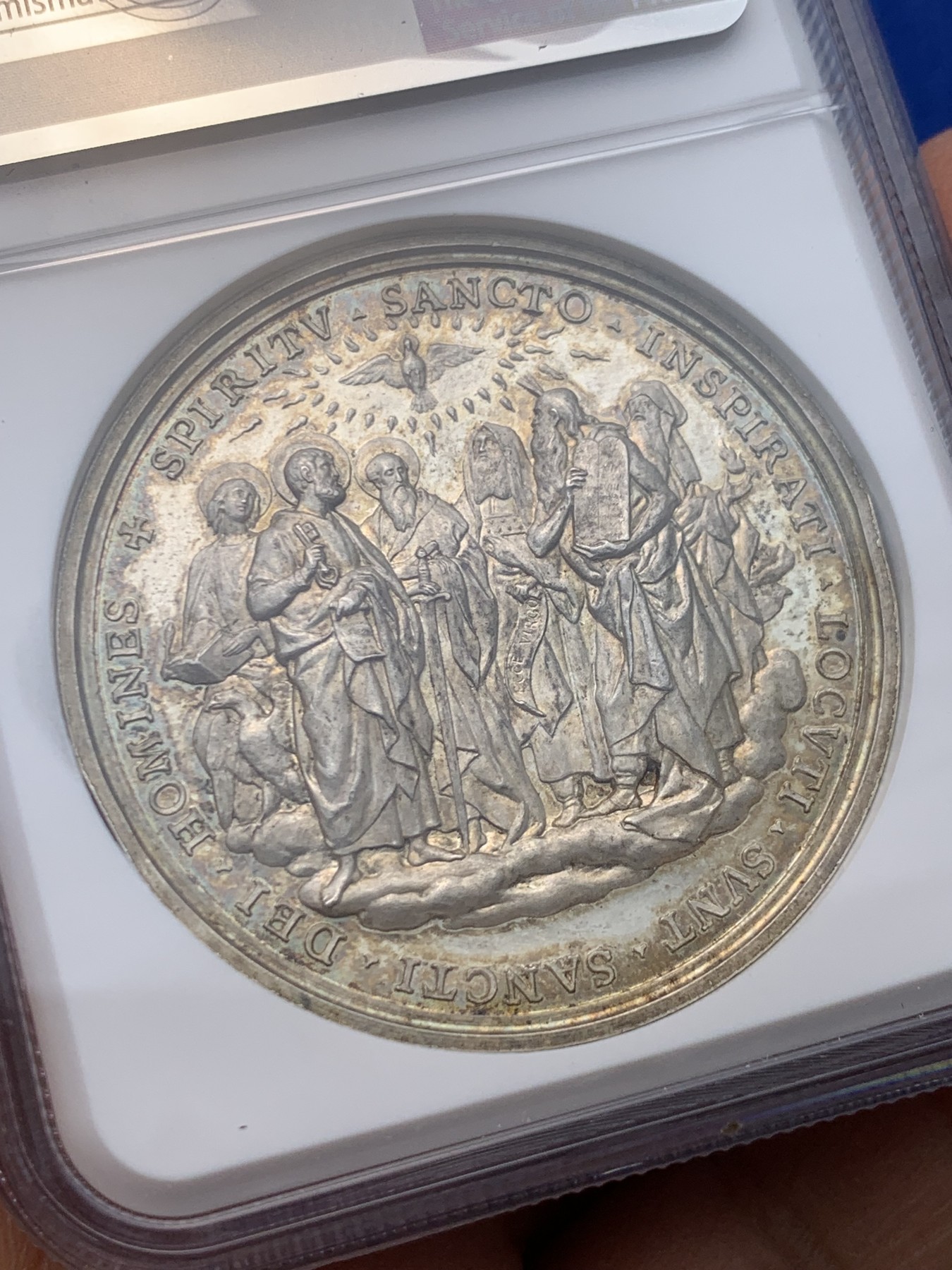 《竞宝斋》圣诞专辑  第一场  第227场 定制纪念章相赠 (全场顺丰包邮) NGC MS62 梵蒂冈 1903年 圣经研究委员会 银章 细节丰富 加厚盒装