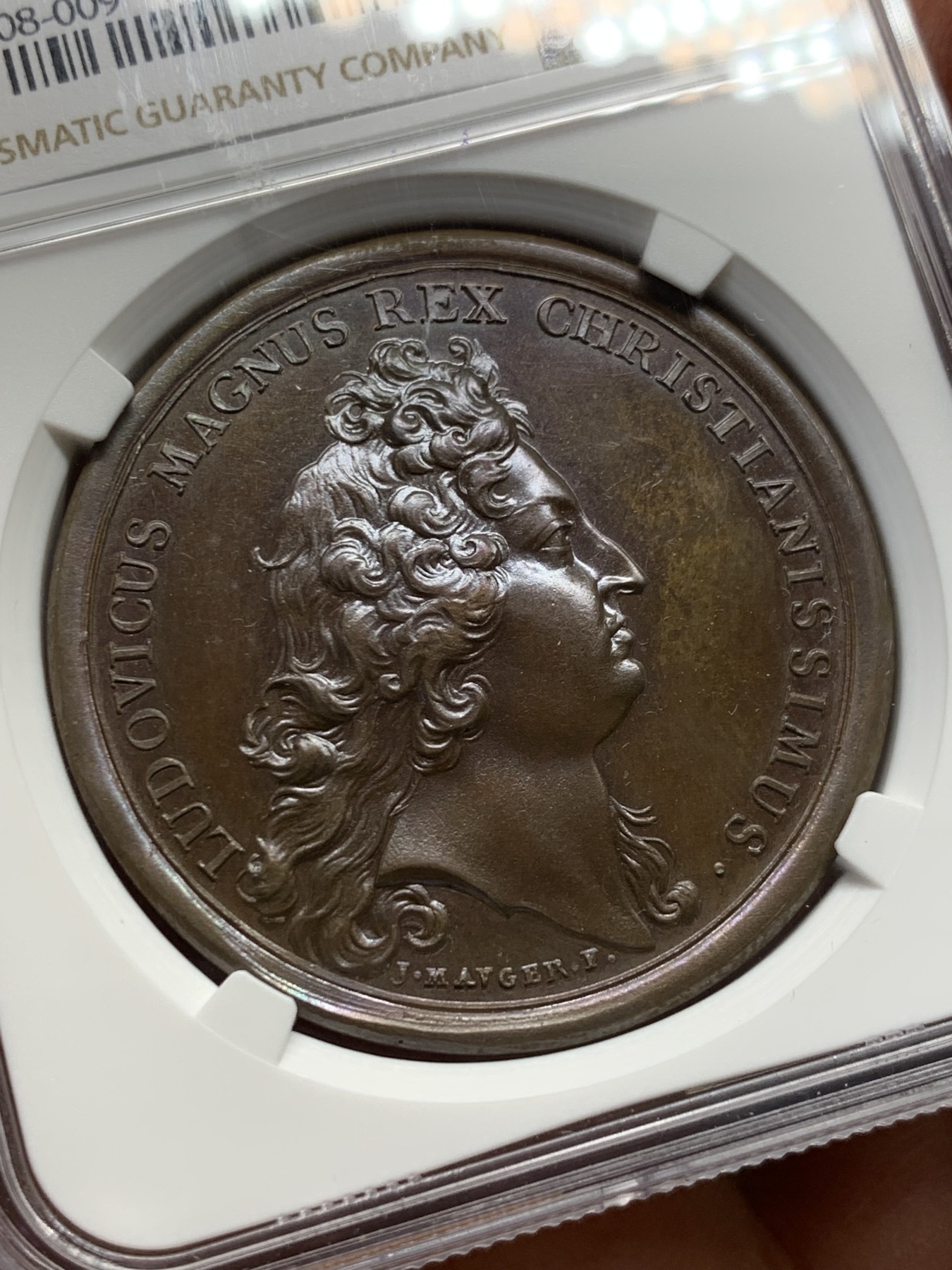 《竞宝斋》圣诞专辑  第一场  第227场 定制纪念章相赠 (全场顺丰包邮) 唯一冠军分 NGC MS65 法国1677年太阳王路易十四捕获圣奥梅尔纪念铜章